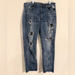 American Eagle Outfitters Ripped Blue Boyfriend Jeans